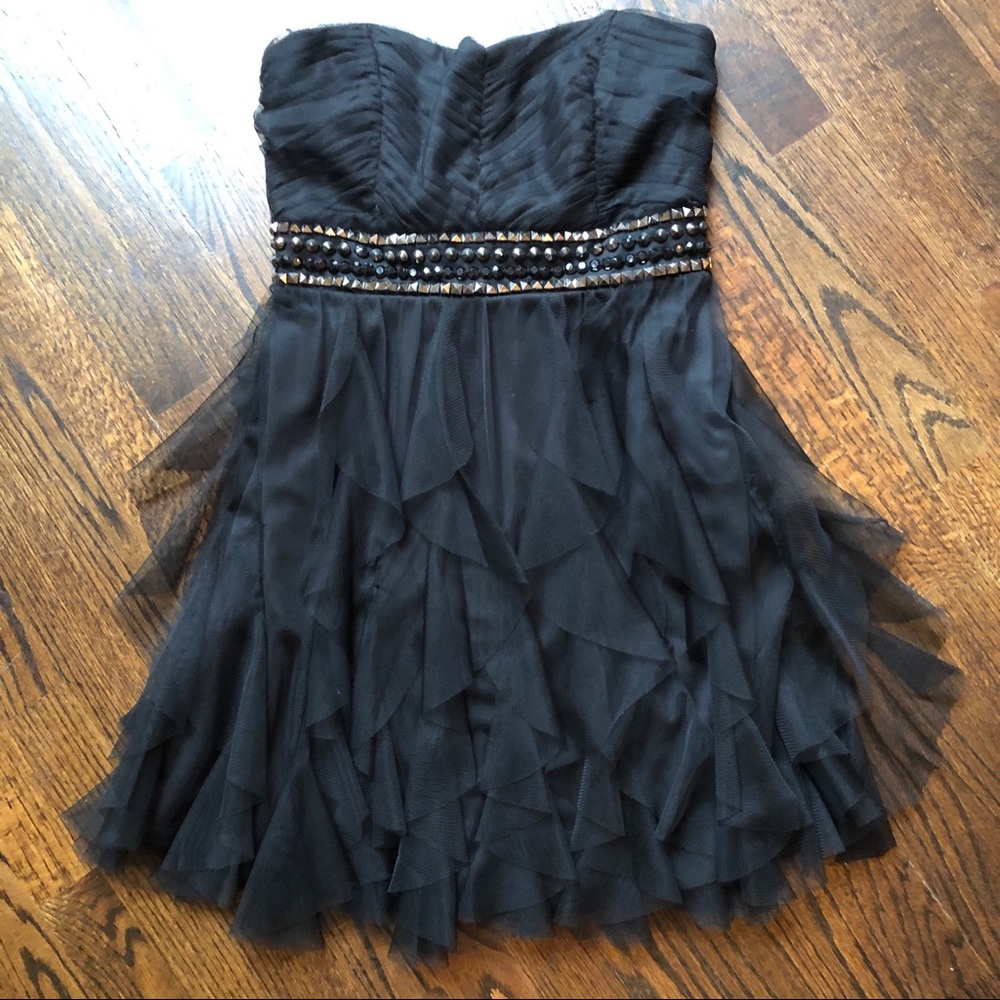 Teeze Me Black Strapless Cocktail/Prom Dress Sz 9